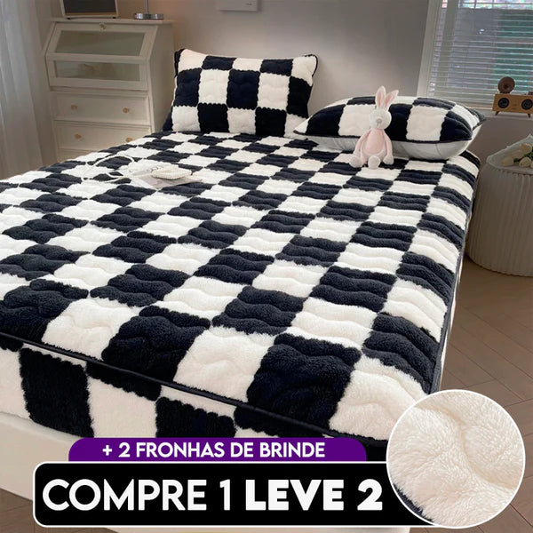 Capa de Colchão Peluciada Impermeável | Compre 1, Leve 2 + 2 Fronhas de Brinde