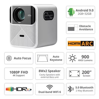 Projetor Xiaomi Wanbo Mozart 1 Full Hd 900 Lúmens + Som Integrado + BRINDE