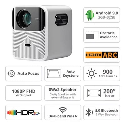 Projetor Xiaomi Wanbo Mozart 1 Full Hd 900 Lúmens + Som Integrado + BRINDE