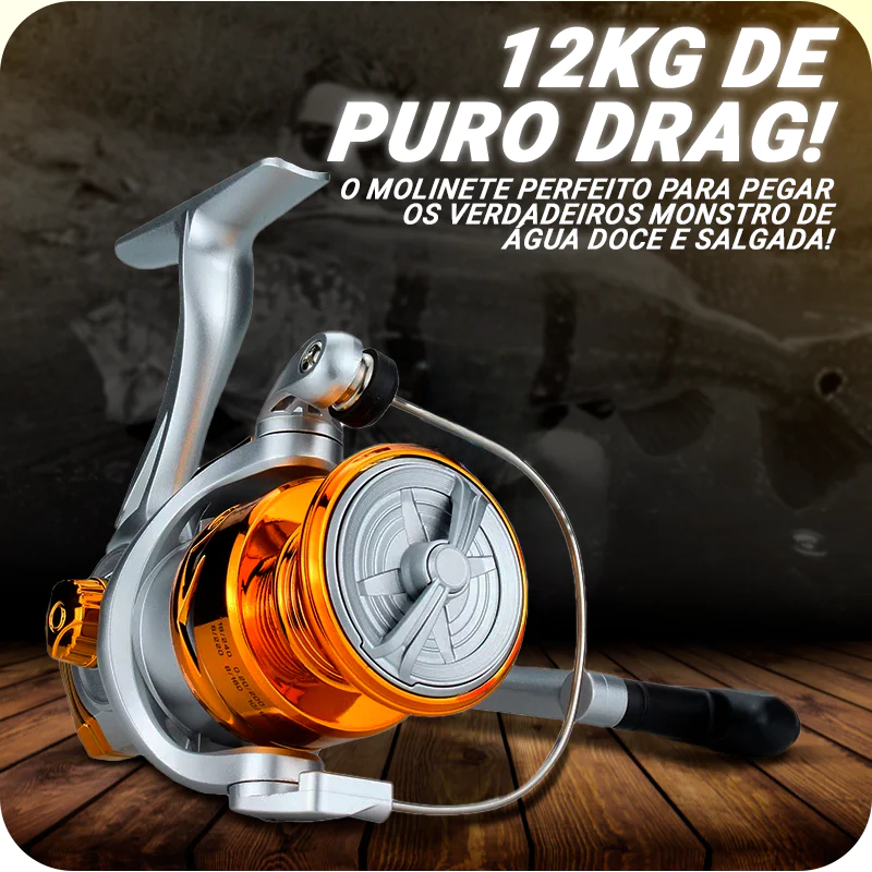 Molinete Profissional de Pesca com 12Kg Drag | Golden Fish | Compre 1, Leve 2