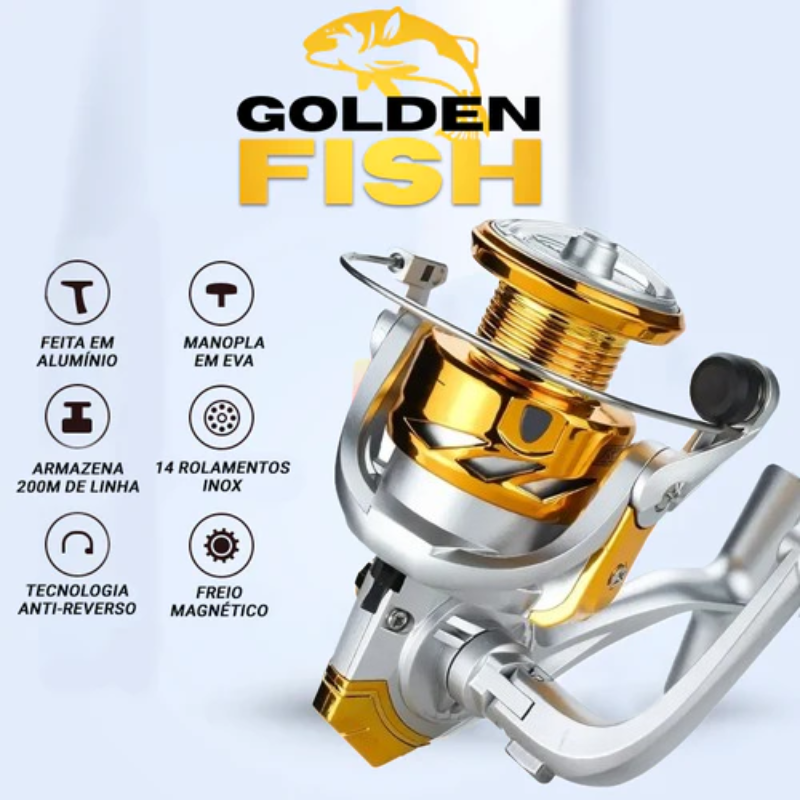 Molinete Profissional de Pesca com 12Kg Drag | Golden Fish | Compre 1, Leve 2