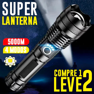 Lanterna de Led Recarregável Tática Exercito Profissional/MilitarLed - Compre 1, Leve 2