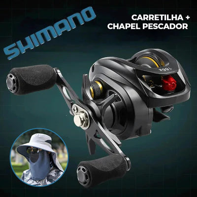 Carretilha Profissional Shimano 7.1:1 de Pesca com Freio Magnético + Chapéu de Pescador (BRINDE)