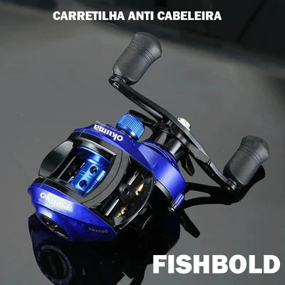 Carretilha de Pesca Profissional Anticabeleira 7.2:1 Drag 10 KG FishBold (Compre 1, Leve 2)