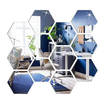 Espelho em Acrílico Hexagonal Decorativo | 36/48/72 Peças