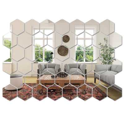 Espelho em Acrílico Hexagonal Decorativo | 36/48/72 Peças