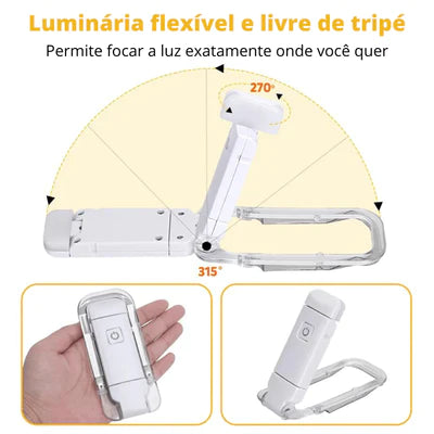 Luminária LED para Leitura Recarregável com Assistência de Foco [Compre 1 Leve 2]