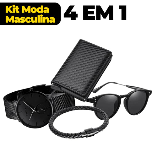 Kit Moda Masculina All Black | Leve 4 Peças e Pague Apenas Uma