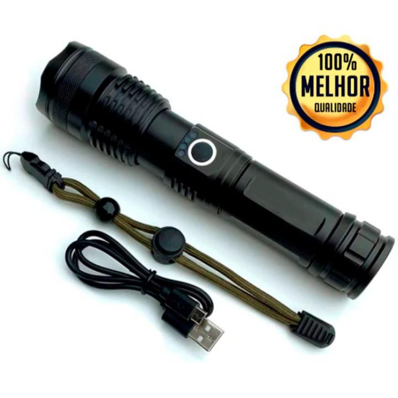 Lanterna de Led Recarregável Tática Exercito Profissional/MilitarLed - Compre 1, Leve 2