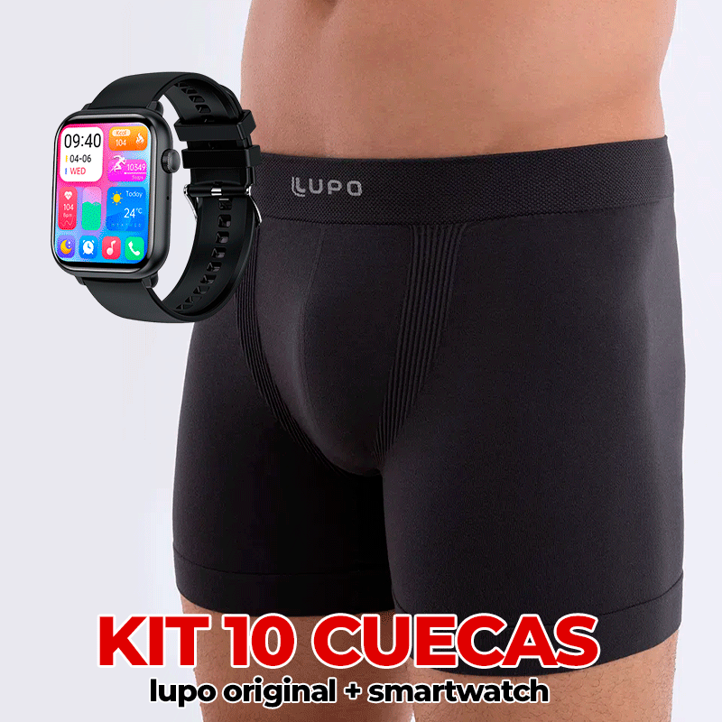 Kit 10 Cuecas Boxers + SmartWatch 8 à Prova D'água de BRINDE