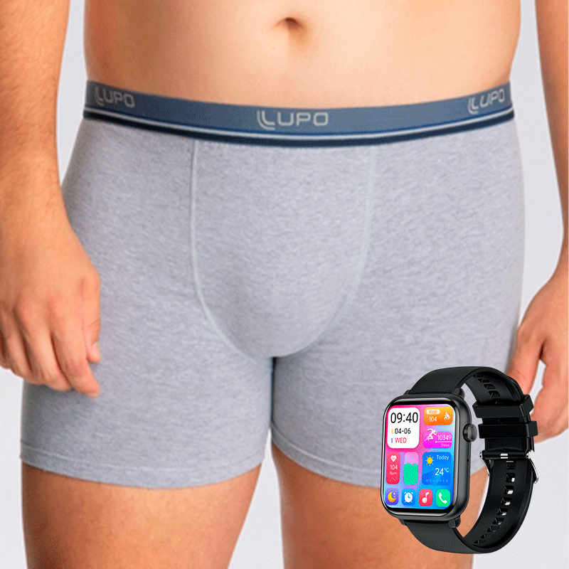 Kit 10 Cuecas Boxers + SmartWatch 8 à Prova D'água de BRINDE