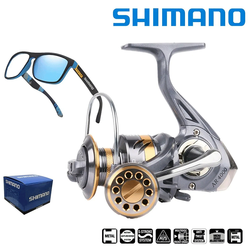 Molienete de Pesca Profissional Shimano com Rolamento de Aço Inoxidável + Óculos Polarizado de BRINDE