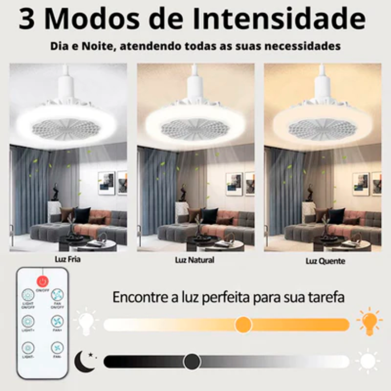 Luminária Led Com Ventilador 2 em 1 | Compre 1 Leve 2 (+Brinde Limitado)