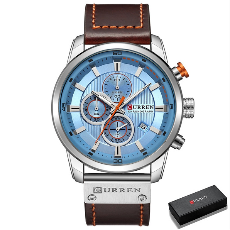 Relógio Masculino Pulseira em Couro Legitimo/Curren