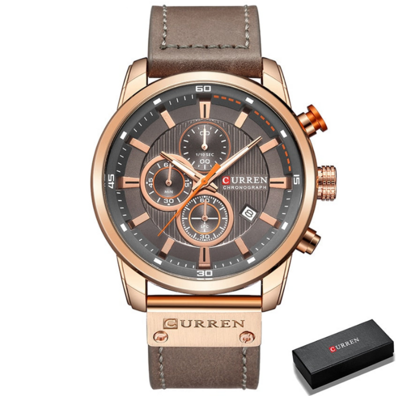 Relógio Masculino Pulseira em Couro Legitimo/Curren