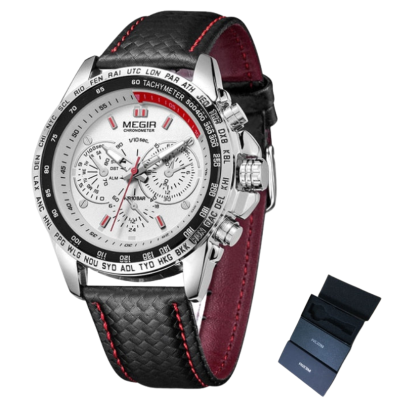 Relógio de Luxo Masculino com Pulseira de Couro/MEGIR