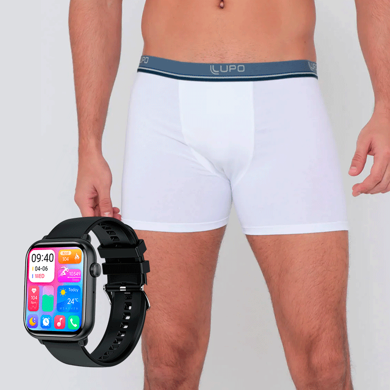 Kit 10 Cuecas Boxers + SmartWatch 8 à Prova D'água de BRINDE