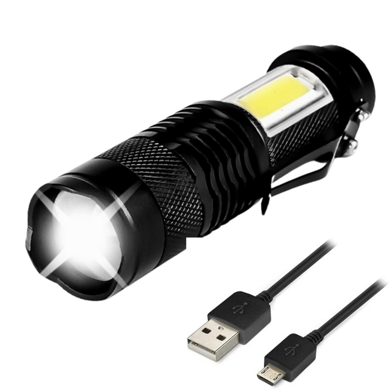 Lanterna de Led Recarregável Tática Exercito Profissional/MilitarLed - Compre 1, Leve 2