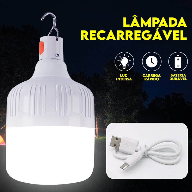 Lâmpada LED Portátil e Recarregável USB - 40 Horas de Duração